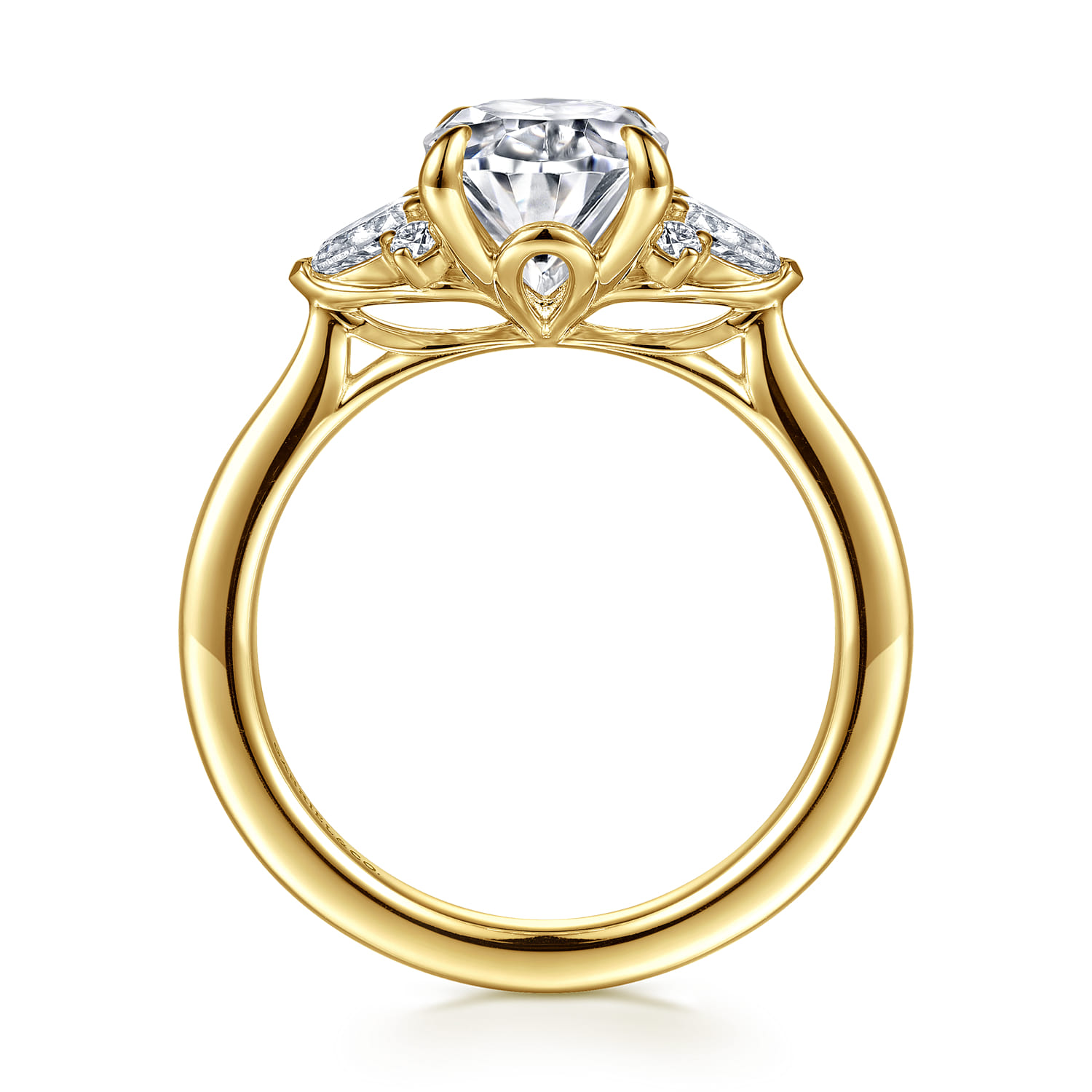Boa - 14K Yellow Gold Oval Three Stone Diamond Engagement Ring - 0.3 ct - Shot 2