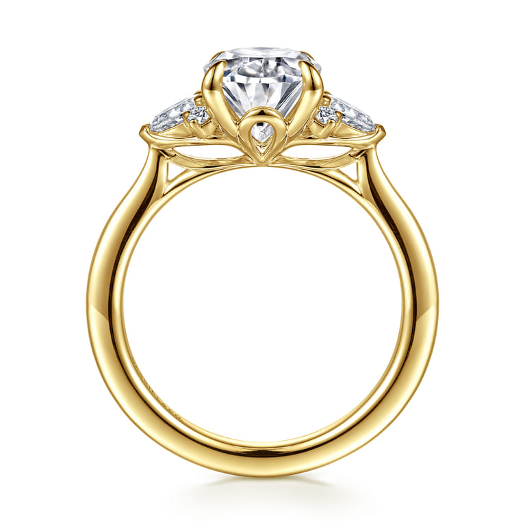 Boa - 14K Yellow Gold Oval Three Stone Diamond Engagement Ring - 0.3 ct - Shot 2