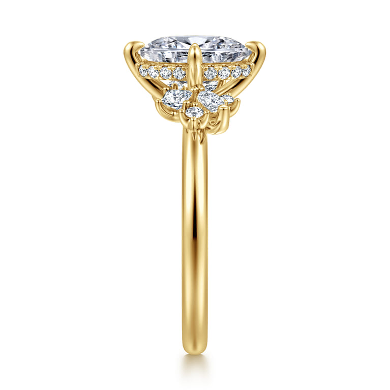 Cicely - 14K Yellow Gold Oval Diamond Engagement Ring - 0.3 ct - Shot 4