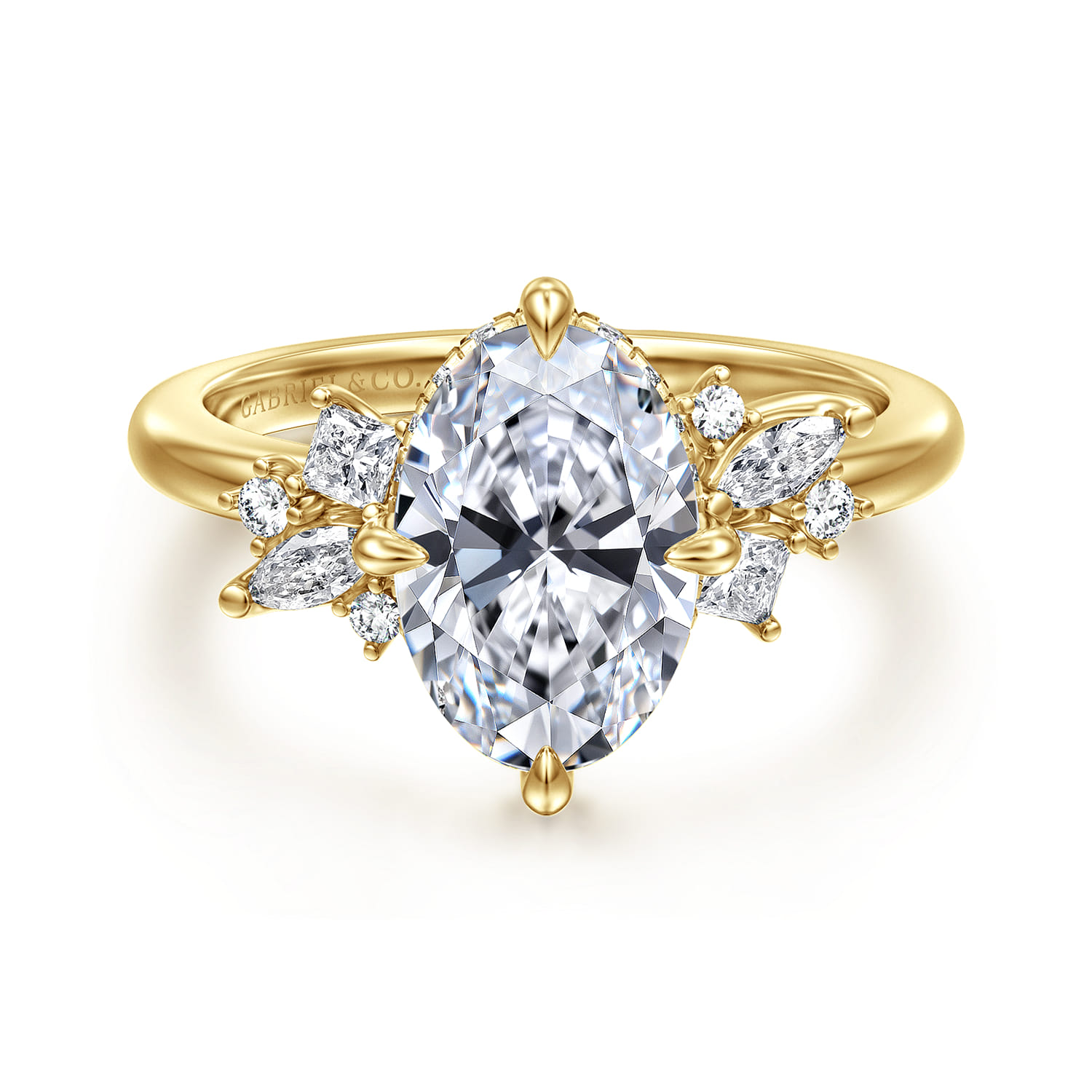 Cicely - 14K Yellow Gold Oval Shape Diamond Engagement Ring - 0.3 ct - Shot 1