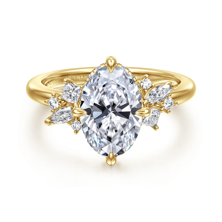 Cicely - 14K Yellow Gold Oval Shape Diamond Engagement Ring - 0.3 ct - Shot 1