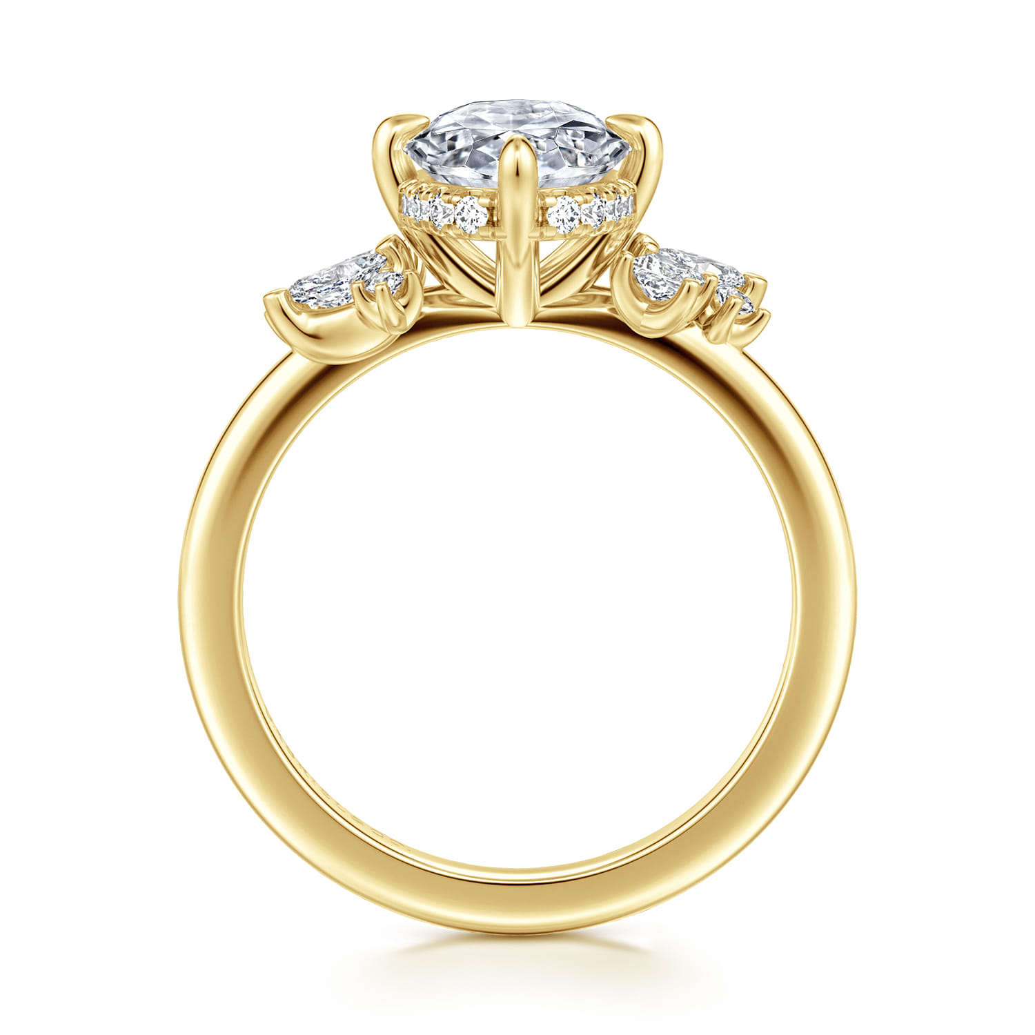 Cicely - 14K Yellow Gold Oval Shape Diamond Engagement Ring - 0.3 ct - Shot 2