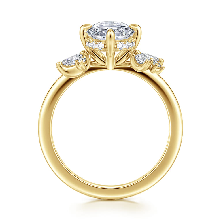 Cicely - 14K Yellow Gold Oval Shape Diamond Engagement Ring - 0.3 ct - Shot 2