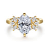 Clover - 14K Yellow Gold Compass Prong Oval Diamond Engagement Ring - 0.45 ct