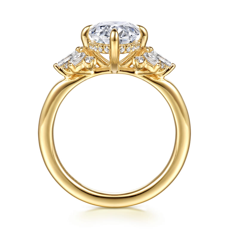 Clover - 14K Yellow Gold Compass Prong Oval Diamond Engagement Ring - 0.45 ct - Shot 2