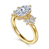 Clover - 14K Yellow Gold Compass Prong Oval Diamond Engagement Ring - 0.45 ct