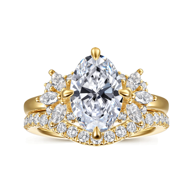 Clover - 14K Yellow Gold Compass Prong Oval Diamond Engagement Ring - 0.45 ct - Shot 4