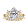 Clover - 14K Yellow Gold Compass Prong Oval Diamond Engagement Ring - 0.45 ct