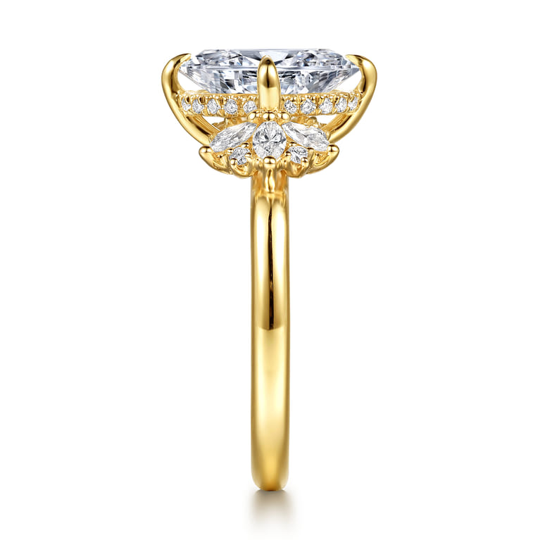 Clover - 14K Yellow Gold Compass Prong Oval Diamond Engagement Ring - 0.45 ct - Shot 5