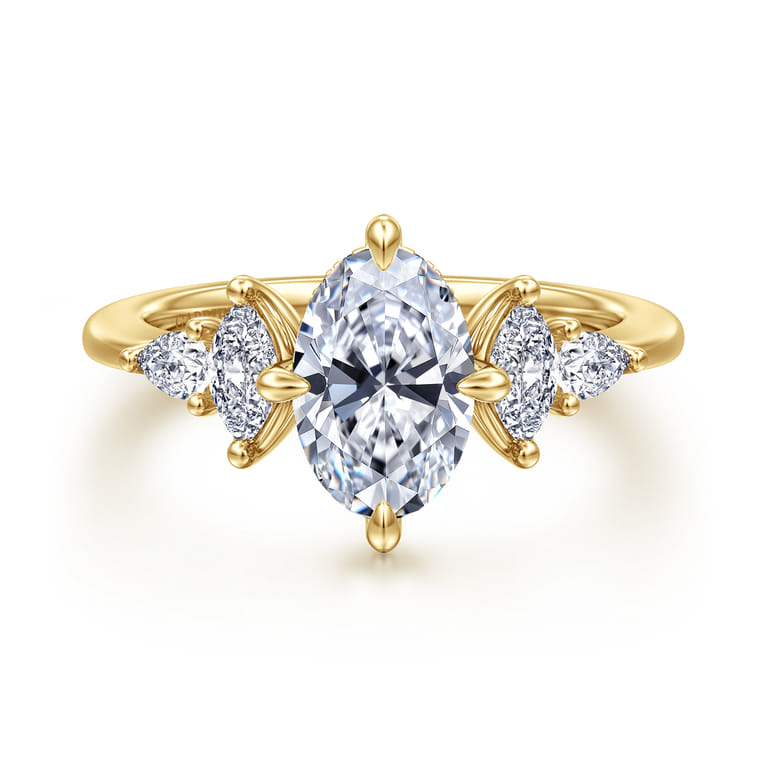 Colton - 14K Yellow Gold Compass Prong Oval Diamond Engagement Ring - 0.5 ct - Shot 1