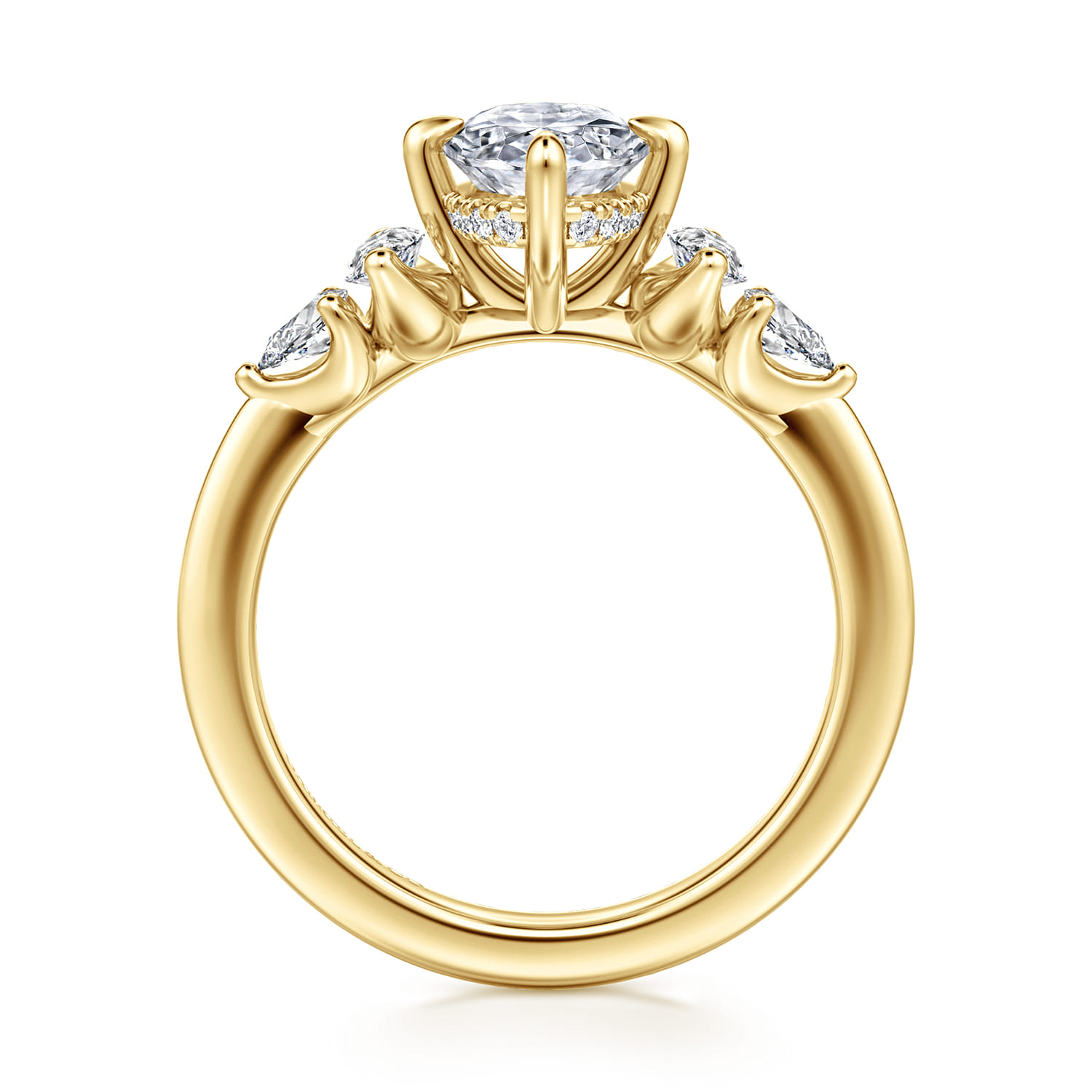 Colton - 14K Yellow Gold Compass Prong Oval Diamond Engagement Ring - 0.5 ct - Shot 2