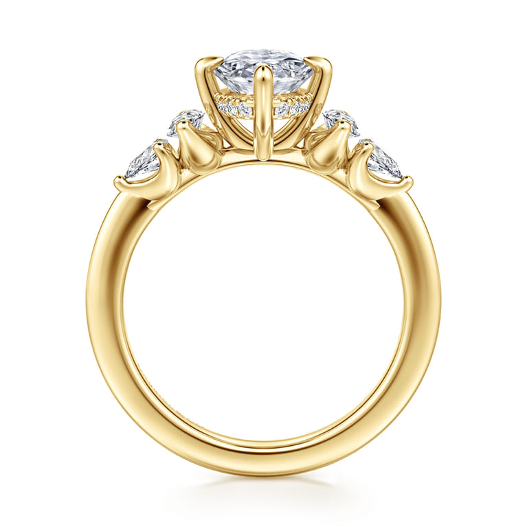 Colton - 14K Yellow Gold Compass Prong Oval Diamond Engagement Ring - 0.5 ct - Shot 2