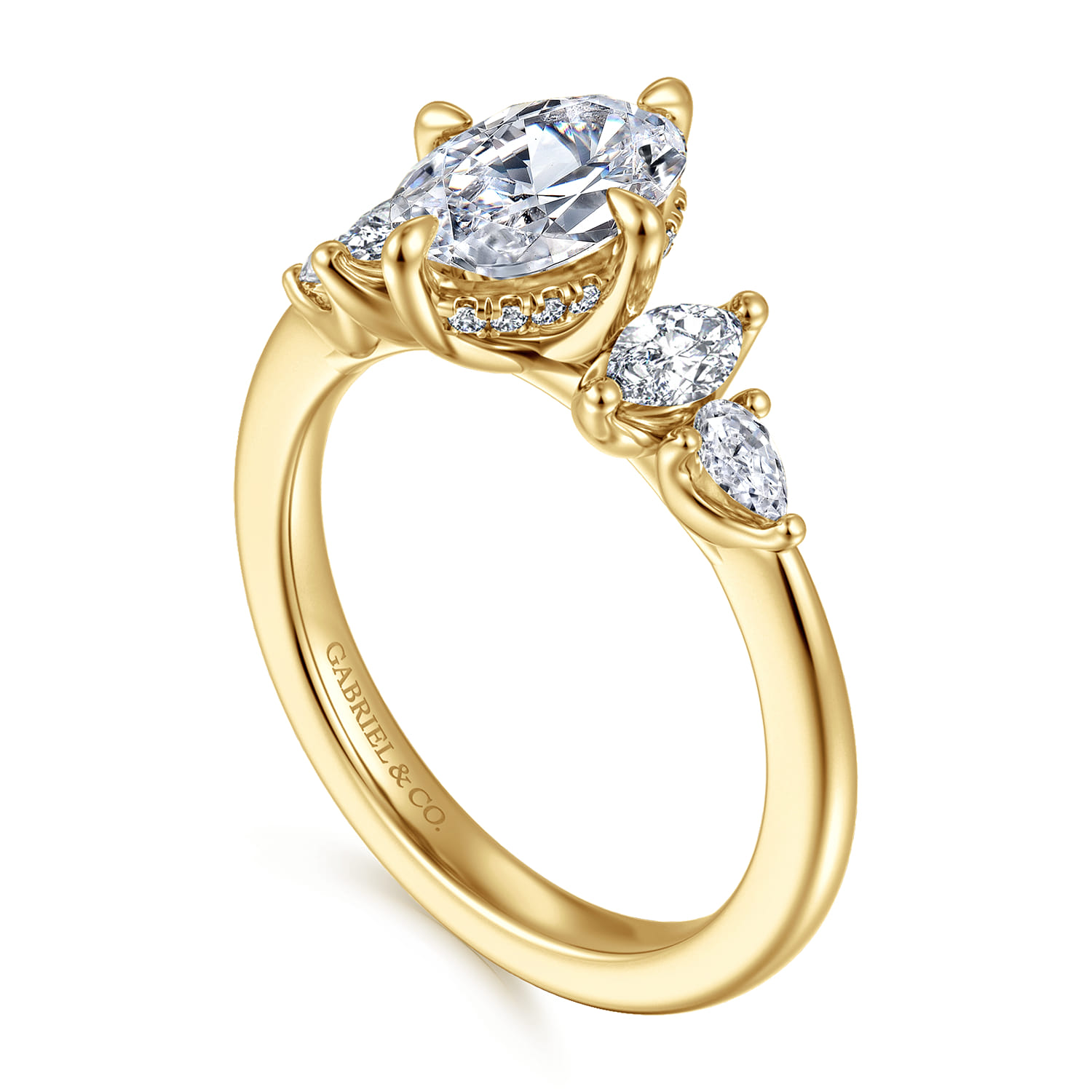 Colton - 14K Yellow Gold Compass Prong Oval Diamond Engagement Ring - 0.5 ct - Shot 3