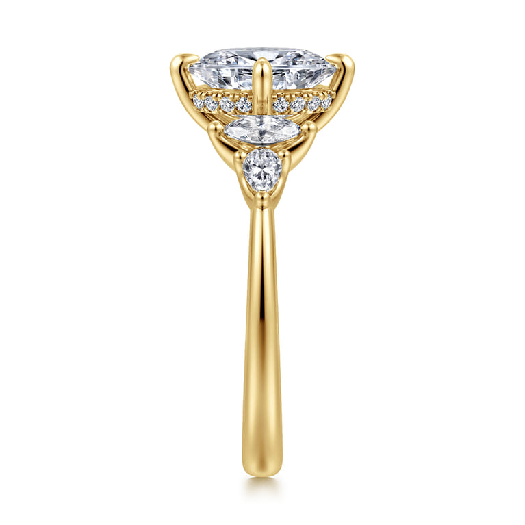 Colton - 14K Yellow Gold Compass Prong Oval Diamond Engagement Ring - 0.5 ct - Shot 4