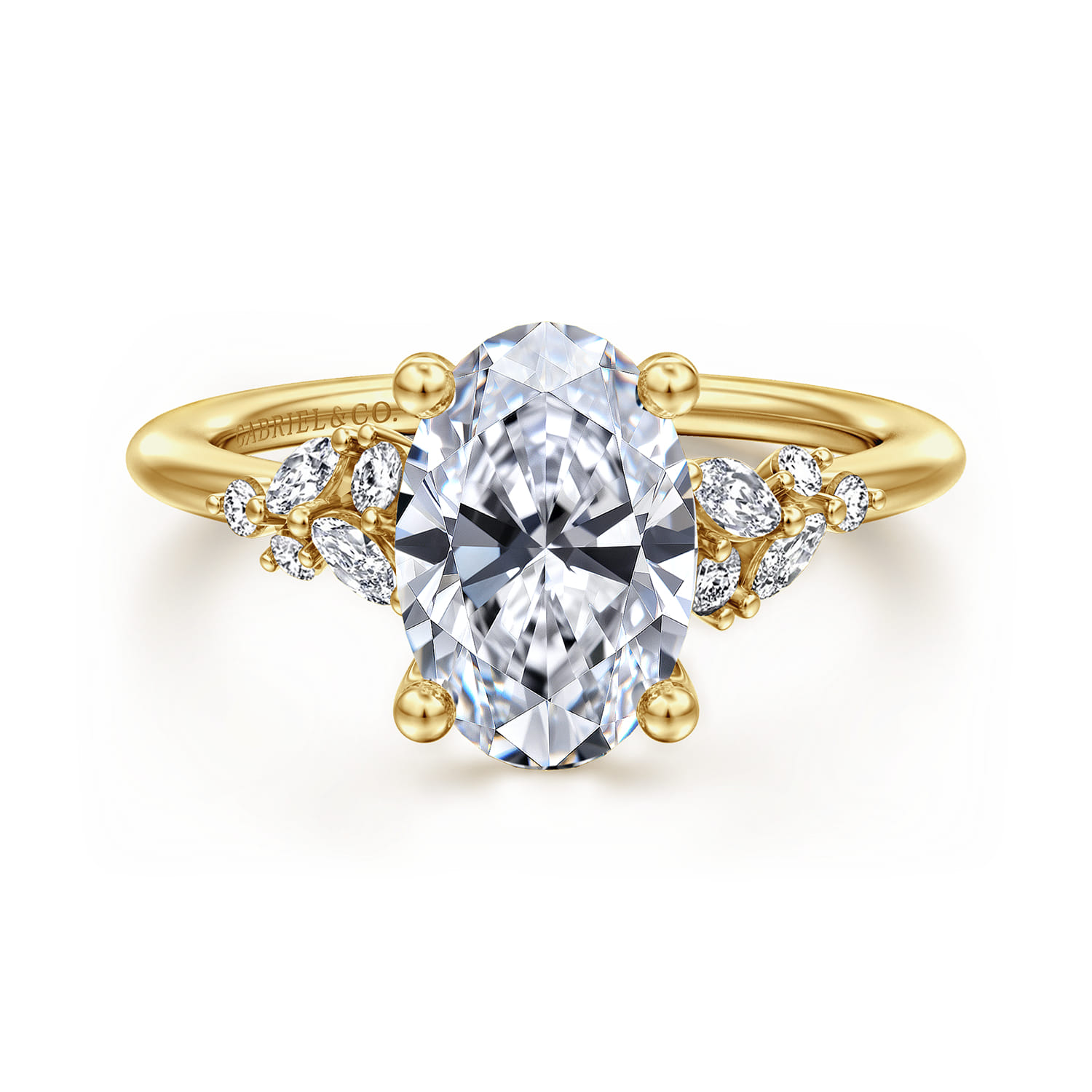 Meera - 14K Yellow Gold Oval Diamond Engagement Ring - 0.24 ct - Shot 1