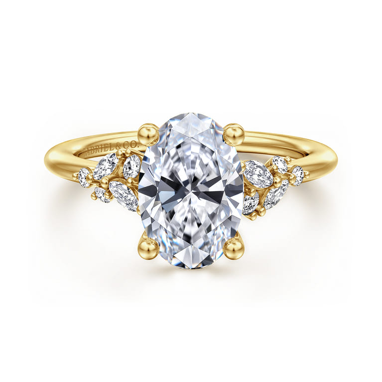 Meera - 14K Yellow Gold Oval Diamond Engagement Ring - 0.24 ct - Shot 1