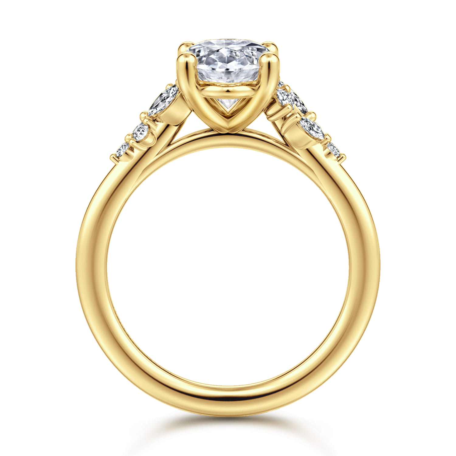 Meera - 14K Yellow Gold Oval Diamond Engagement Ring - 0.24 ct - Shot 2