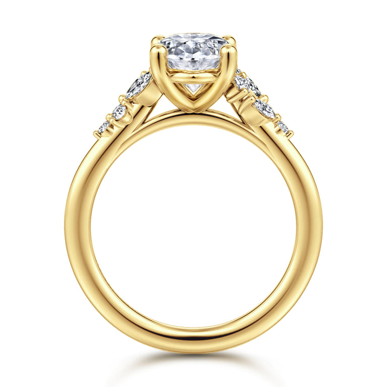 Meera - 14K Yellow Gold Oval Diamond Engagement Ring - 0.24 ct - Shot 2