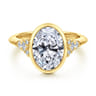 Iryna - 14K Yellow Gold Oval Diamond Engagement Ring - 0.22 ct