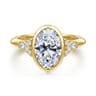 Iryna - 14K Yellow Gold Bezel Set Oval Diamond Engagement Ring - 0.22 ct