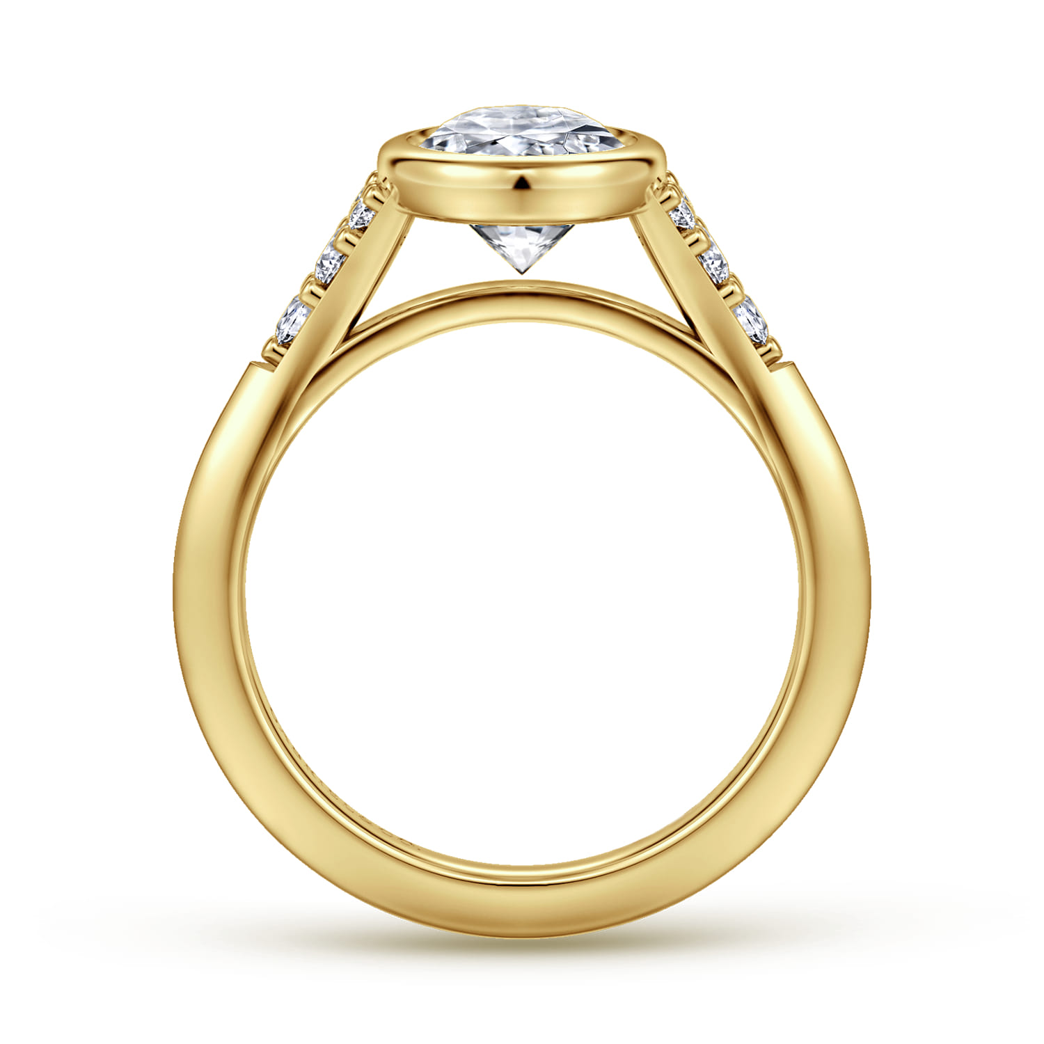 Iryna - 14K Yellow Gold Bezel Set Oval Diamond Engagement Ring - 0.22 ct - Shot 2