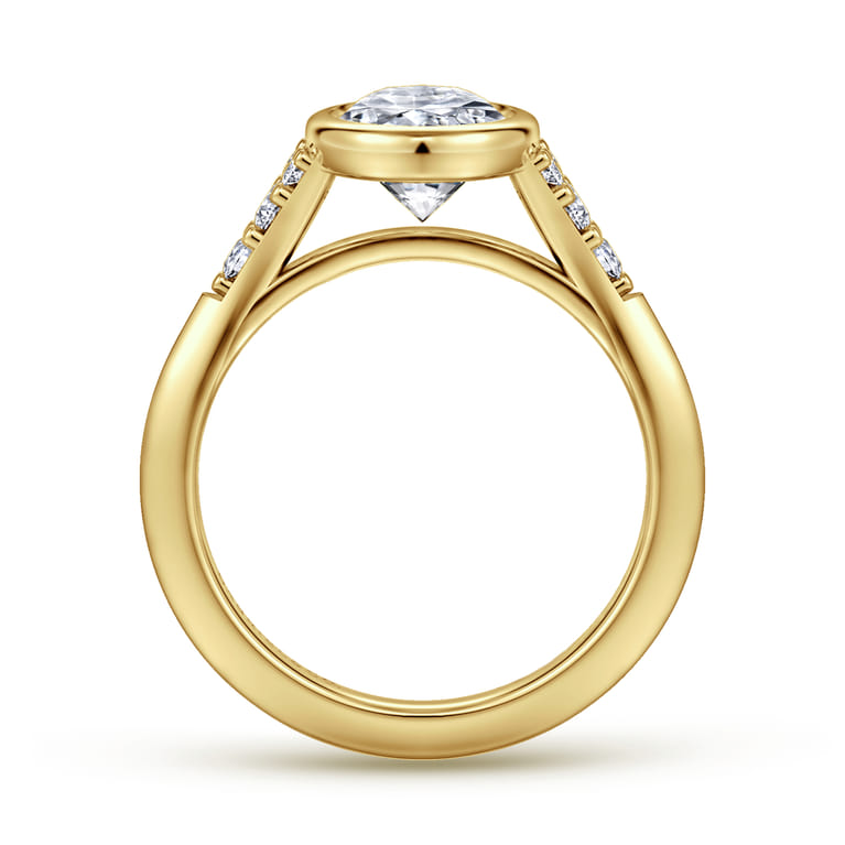 Iryna - 14K Yellow Gold Bezel Set Oval Diamond Engagement Ring - 0.22 ct - Shot 2