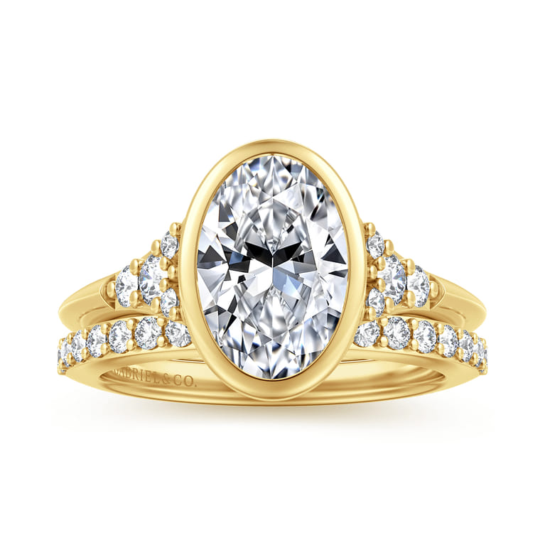 Iryna - 14K Yellow Gold Bezel Set Oval Diamond Engagement Ring - 0.22 ct - Shot 4