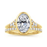 Iryna - 14K Yellow Gold Bezel Set Oval Diamond Engagement Ring - 0.22 ct