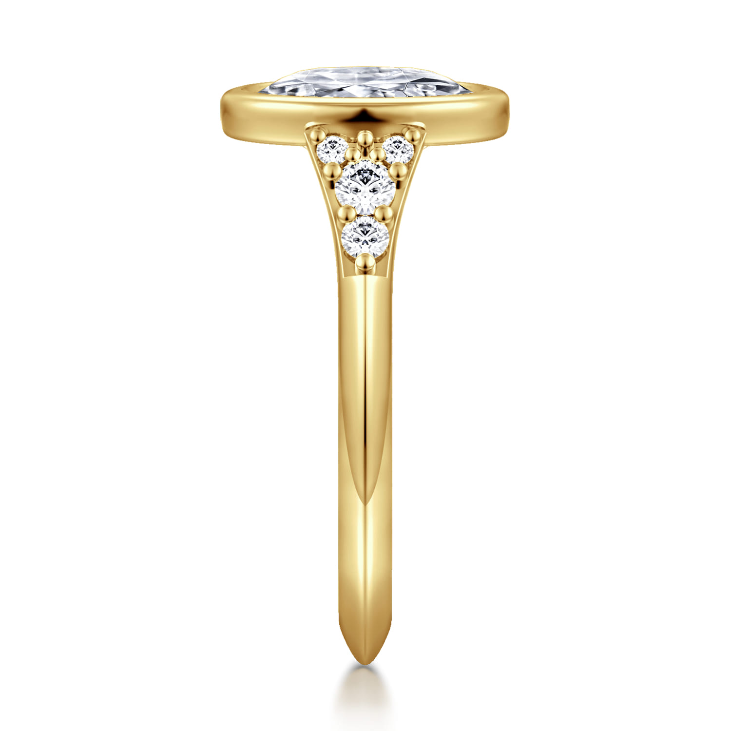 Iryna - 14K Yellow Gold Bezel Set Oval Diamond Engagement Ring - 0.22 ct - Shot 5