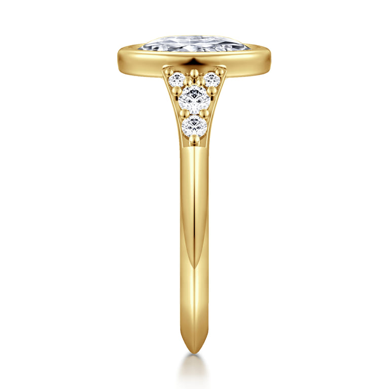 Iryna - 14K Yellow Gold Bezel Set Oval Diamond Engagement Ring - 0.22 ct - Shot 5