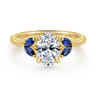 Dani - 14K Yellow Gold Round Diamond and Sapphire Engagement Ring - 0.06 ct