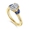 Dani - 14K Yellow Gold Round Diamond and Sapphire Engagement Ring - 0.06 ct