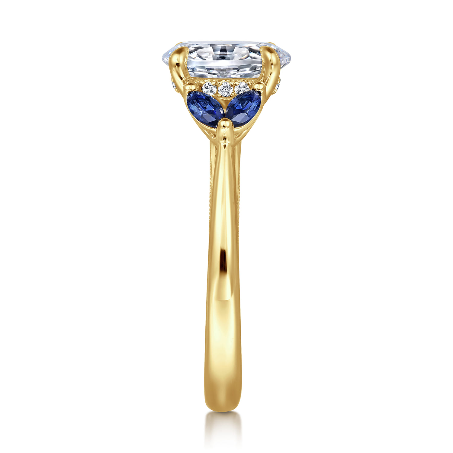 Dani - 14K Yellow Gold Round Diamond and Sapphire Engagement Ring - 0.06 ct - Shot 4