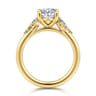Meera - 14K Yellow Gold Oval Green Sapphire and Diamond Engagement Ring - 0.14 ct