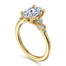 Meera - 14K Yellow Gold Oval Green Sapphire and Diamond Engagement Ring - 0.14 ct