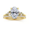 Meera - 14K Yellow Gold Oval Green Sapphire and Diamond Engagement Ring - 0.14 ct