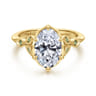 Tammy - Vintage Inspired 14K Yellow Gold Oval Green Sapphire and Diamod Engagement Ring