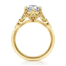 Tammy - Vintage Inspired 14K Yellow Gold Oval Green Sapphire and Diamod Engagement Ring