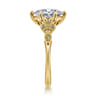 Tammy - Vintage Inspired 14K Yellow Gold Oval Green Sapphire and Diamod Engagement Ring