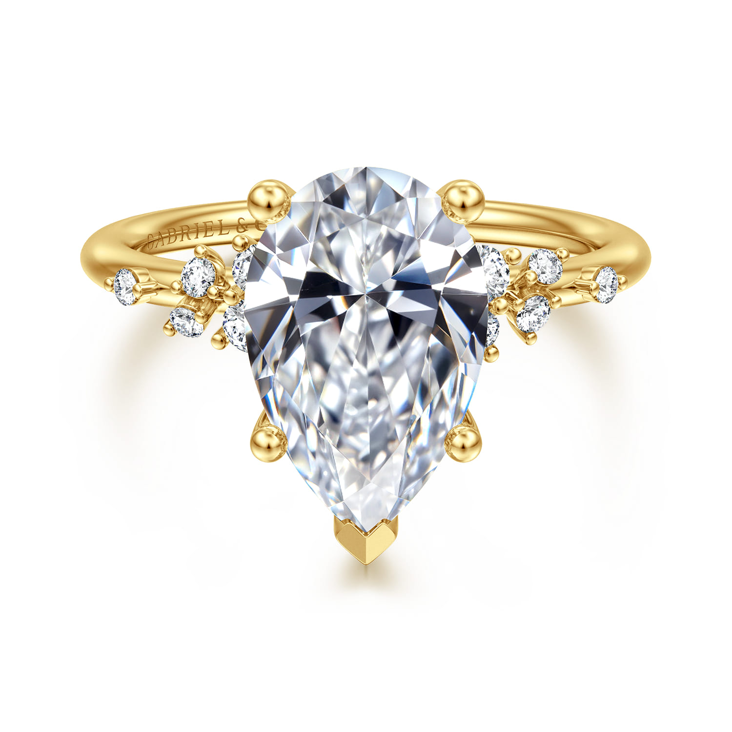 Reena - 14K Yellow Gold Pear Shape Diamond Engagement Ring - 0.18 ct - Shot 1