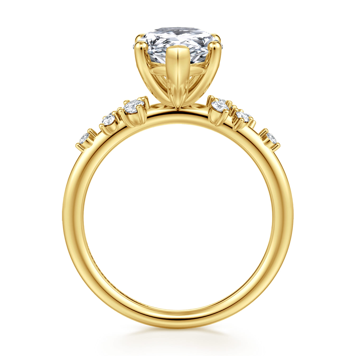 Reena - 14K Yellow Gold Pear Shape Diamond Engagement Ring - 0.18 ct - Shot 2
