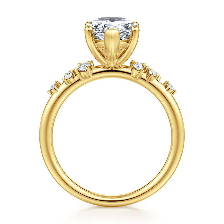 Reena - 14K Yellow Gold Pear Shape Diamond Engagement Ring - 0.18 ct - Shot 2