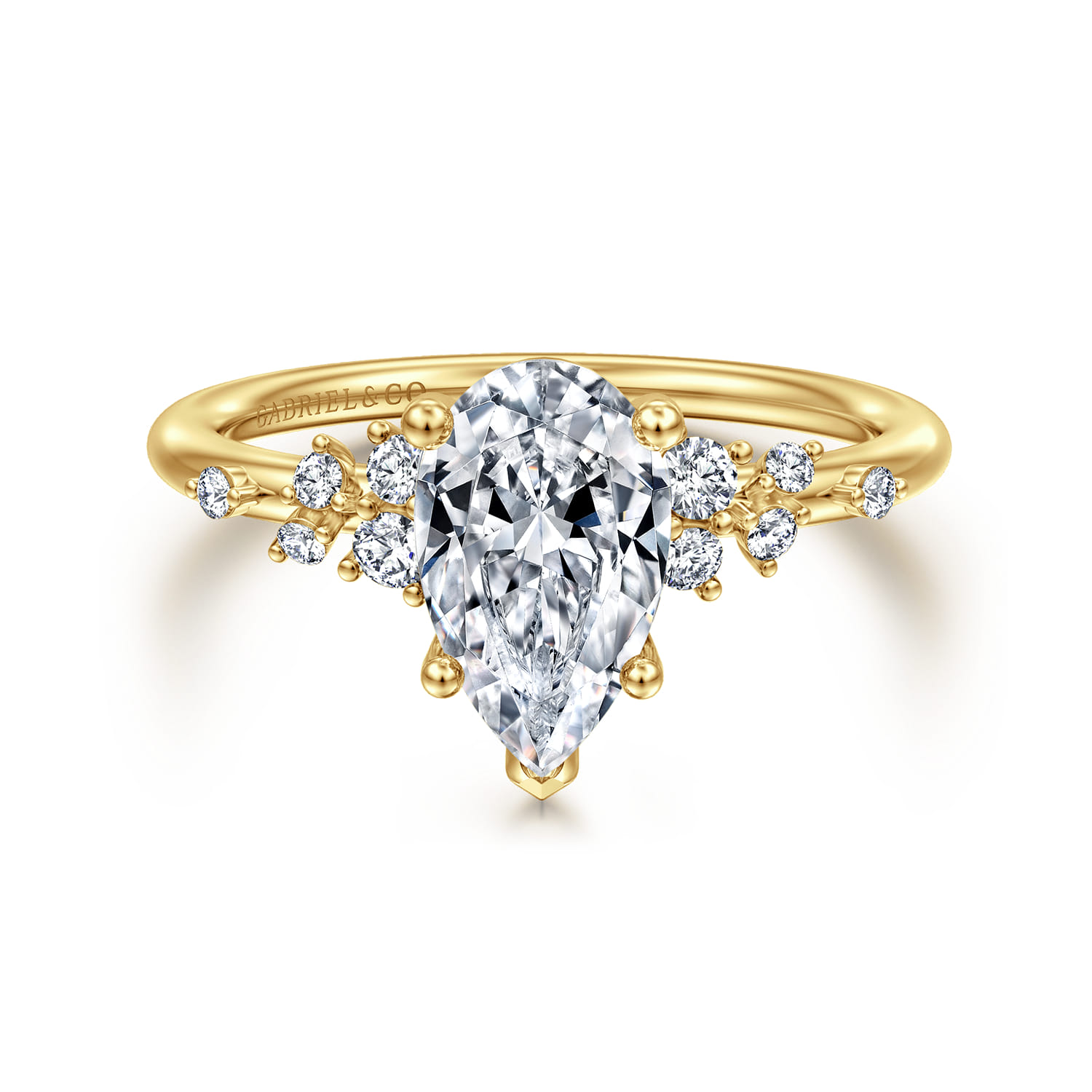 Reena - 14K Yellow Gold Pear Shape Diamond Engagement Ring - 0.18 ct - Shot 1