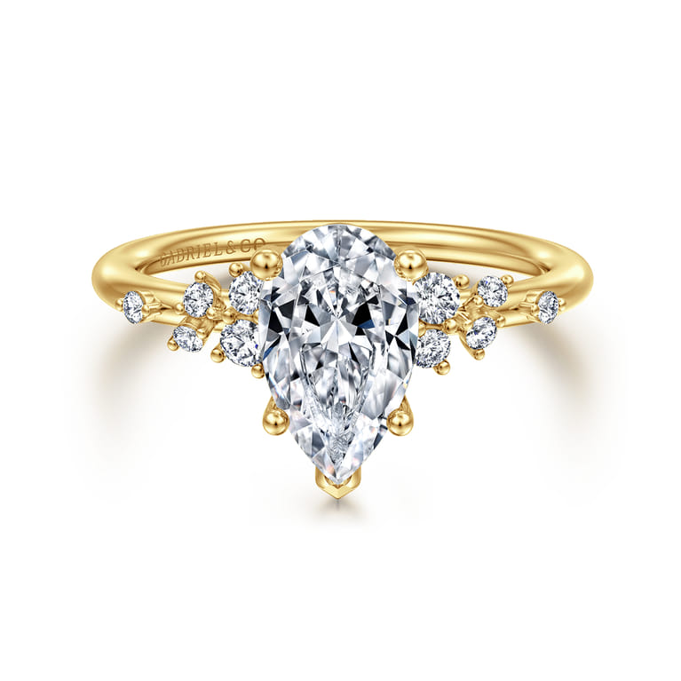 Reena - 14K Yellow Gold Pear Shape Diamond Engagement Ring - 0.18 ct - Shot 1