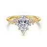 Reena - 14K Yellow Gold Pear Shape Diamond Engagement Ring - 0.18 ct