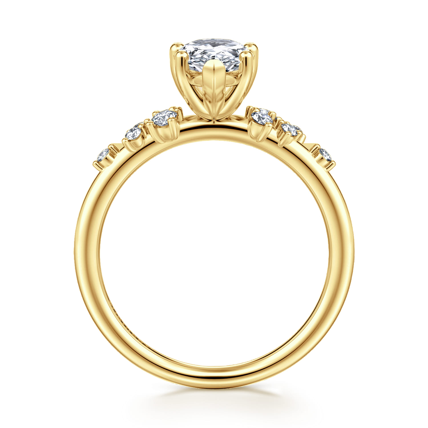 Reena - 14K Yellow Gold Pear Shape Diamond Engagement Ring - 0.18 ct - Shot 2