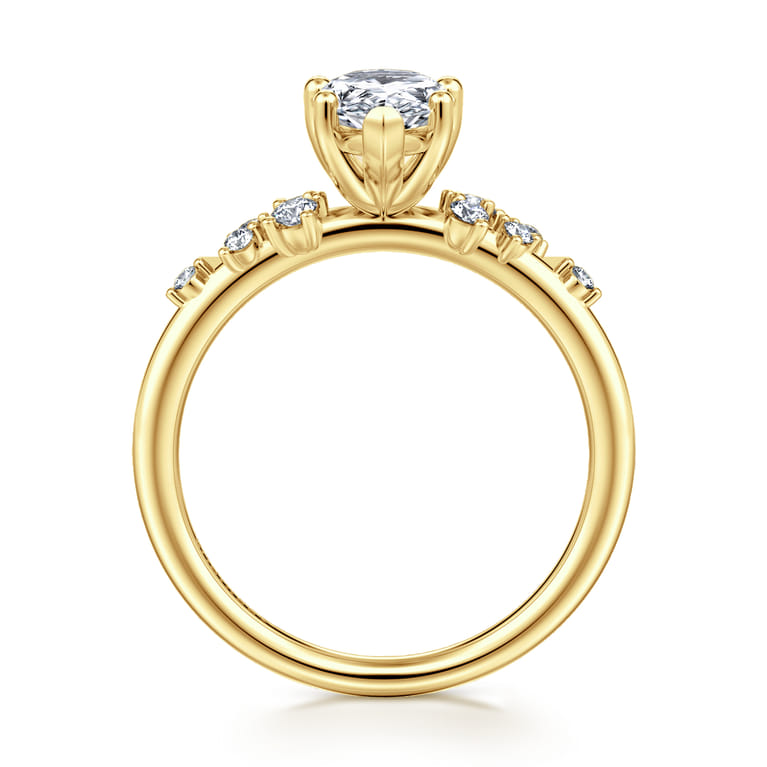 Reena - 14K Yellow Gold Pear Shape Diamond Engagement Ring - 0.18 ct - Shot 2