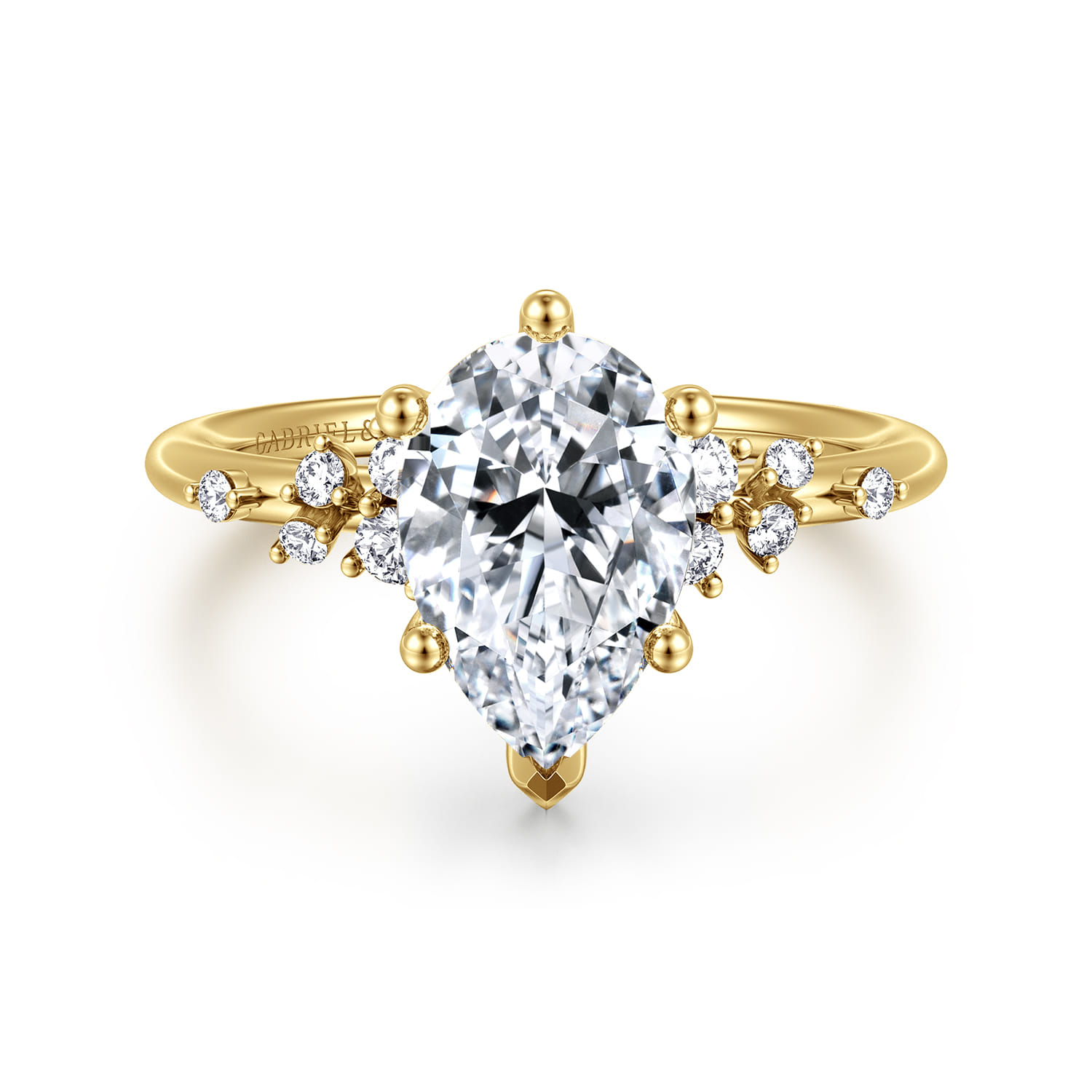 Reena - 14K Yellow Gold 6 Prong Pear Shape Diamond Engagement Ring - 0.18 ct - Shot 1