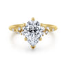 Reena - 14K Yellow Gold 6 Prong Pear Shape Diamond Engagement Ring - 0.18 ct