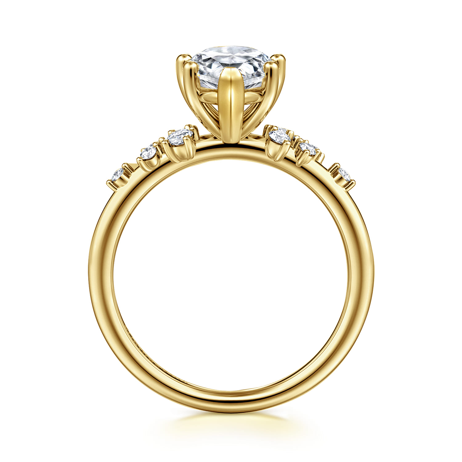 Reena - 14K Yellow Gold 6 Prong Pear Shape Diamond Engagement Ring - 0.18 ct - Shot 2